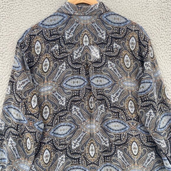 J Jill Top Womens Small Gray Multi Paisley Long Sleeve Tunic Button Up Collared - Picture 4 of 11